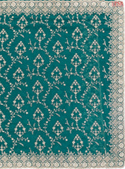 Teal Blue Georgette Laser Embroidery Saree