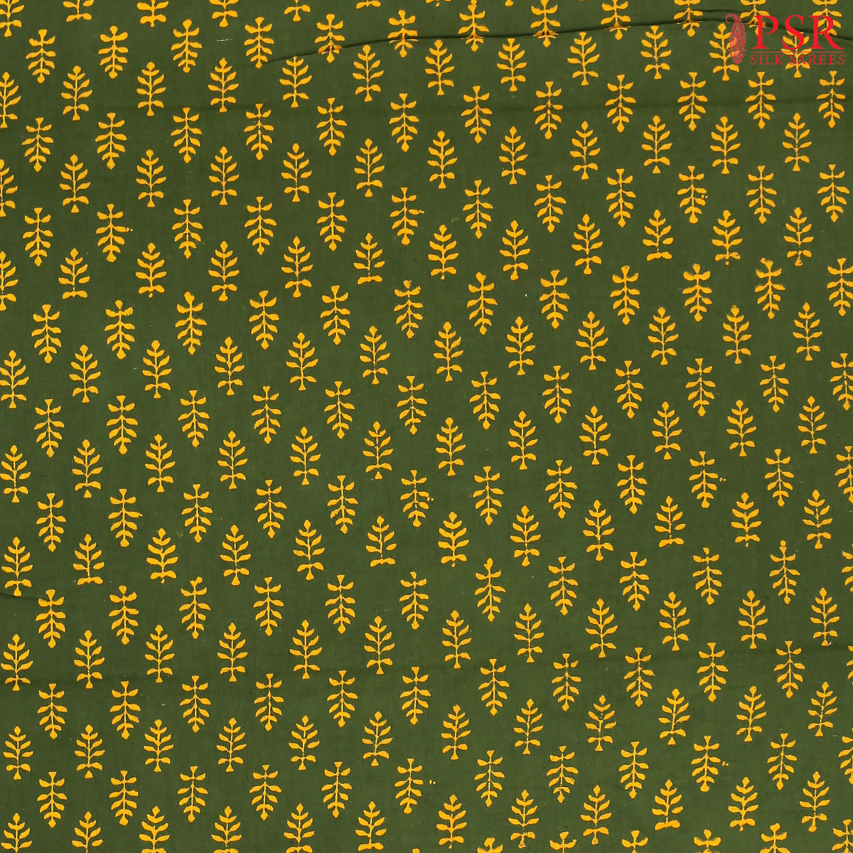 Bottle Green Cotton Print Running Material