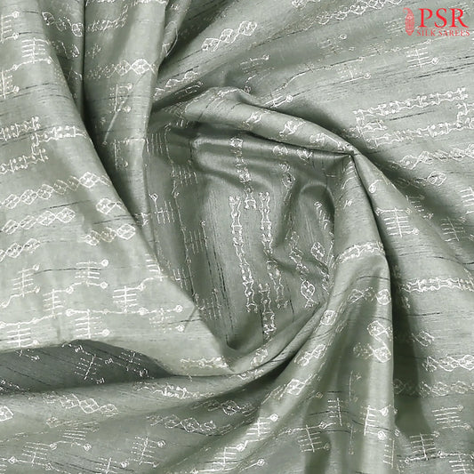 Sage Green Semi Tussar Embroidery Saree