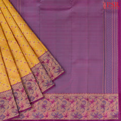 Amber Yellow Kanchipuram Silk Saree
