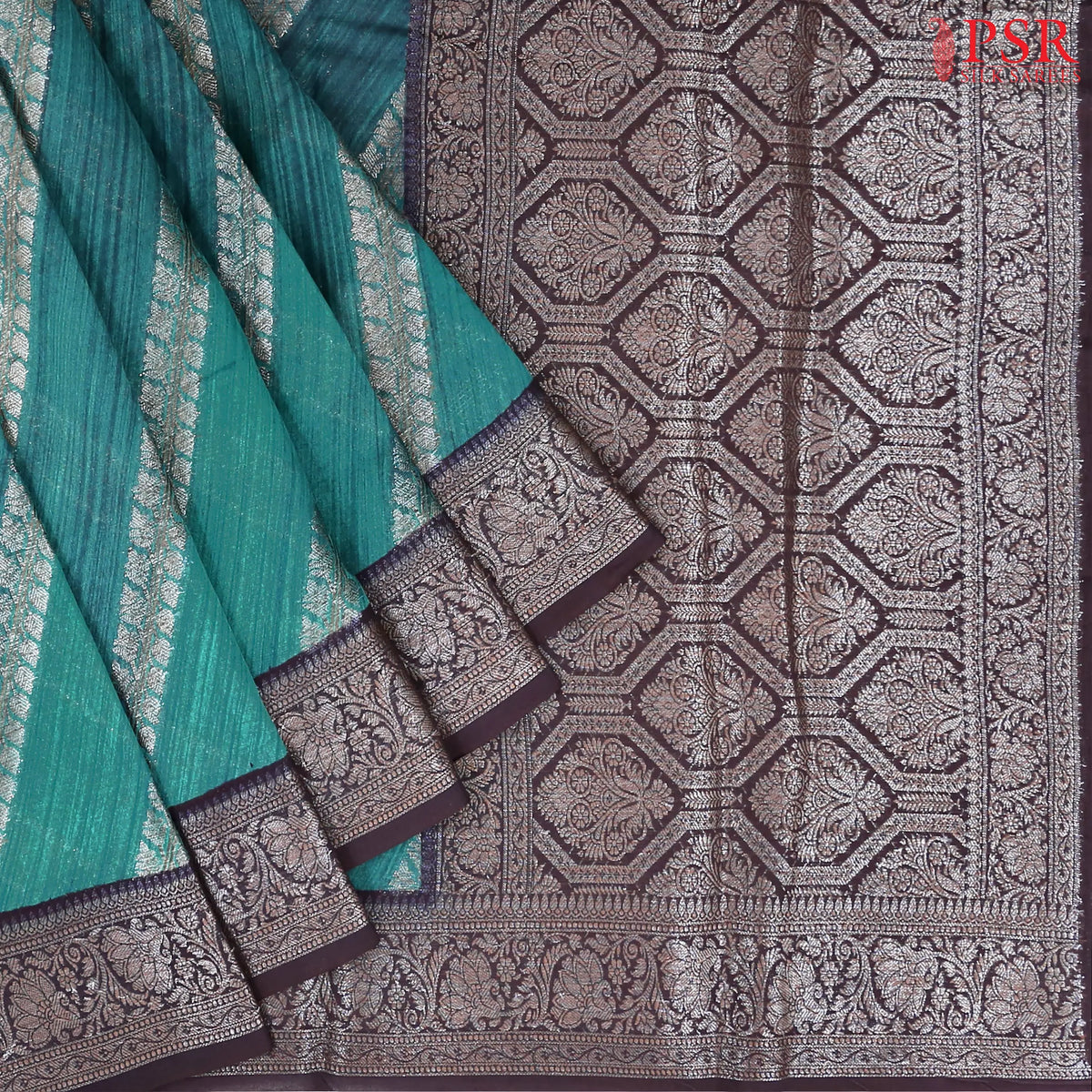 Teal Chanderi Silk Cotton Saree