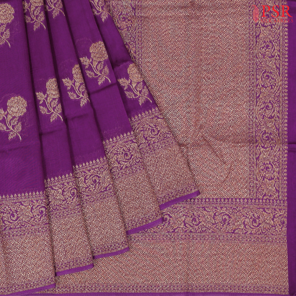Mardi Gras Purple Semi Banaras Saree