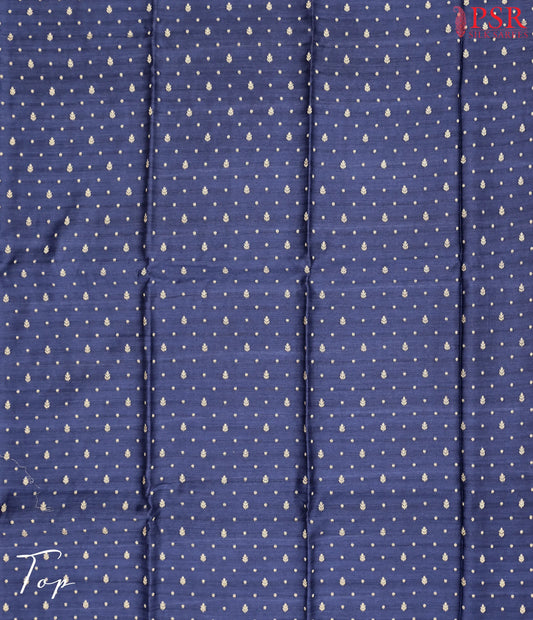 Dark Blue Tussar Silk Dress Material