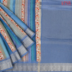 Blue & Grey Semi Dupion Saree