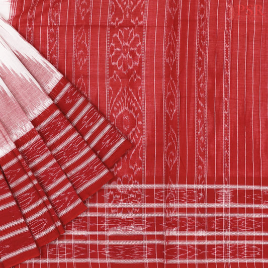 Pearl White Ikkat Cotton Saree