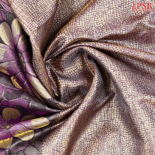 Dark Purple Kanchipuram Tissue Silk Saree
