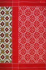 Multicolored Floral White Ikkat Cotton Saree