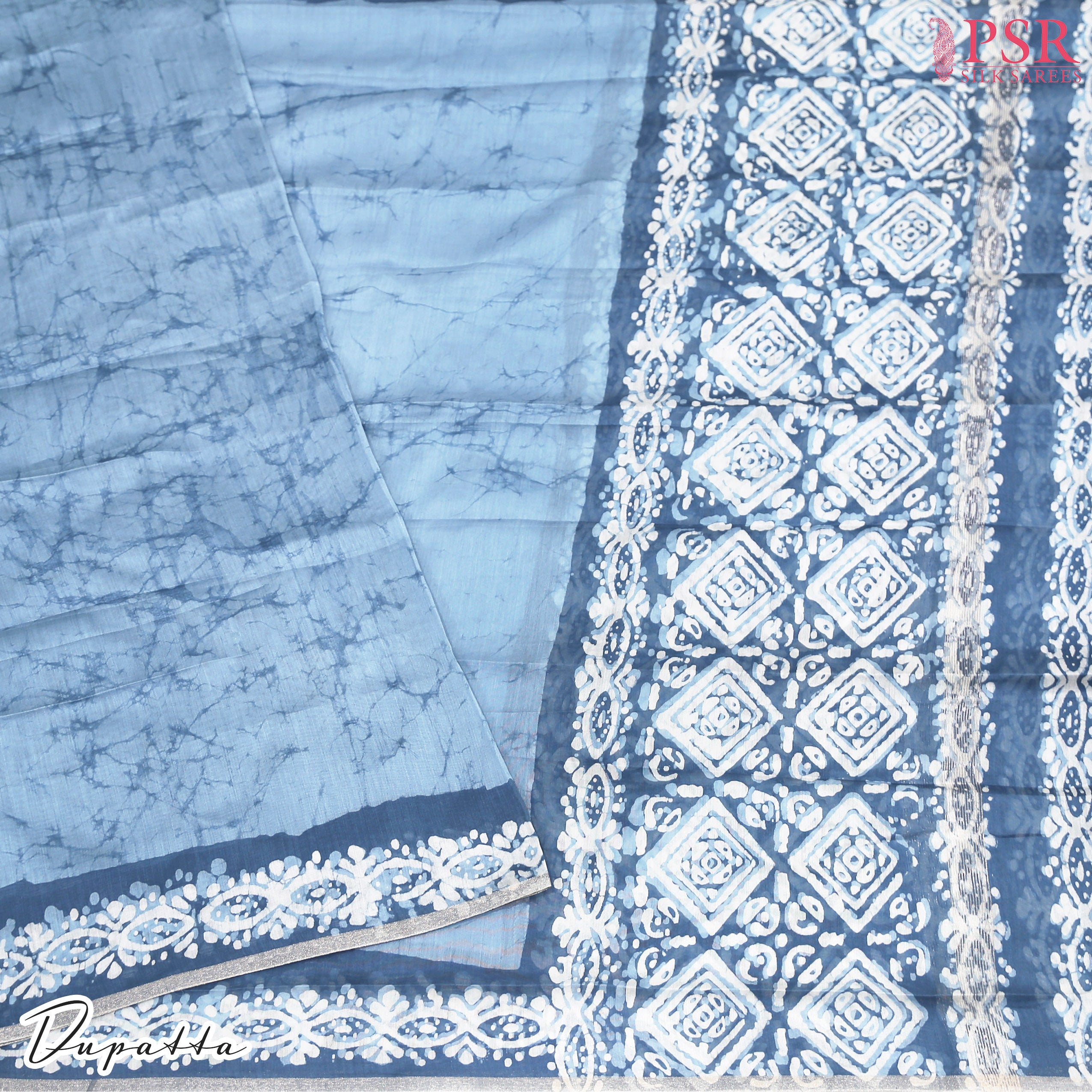 Chanderi Silk Cotton - Steel Blue