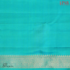 Chartreuse Green & Turquoise Blue Kanchipuram Silk Saree\