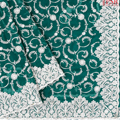Emerald Green Georgette Laser Embroidery Saree
