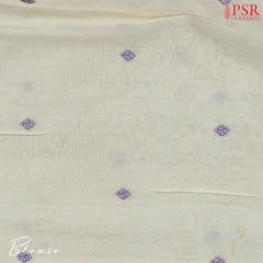 Lilac Purple Organza Embroidery Saree