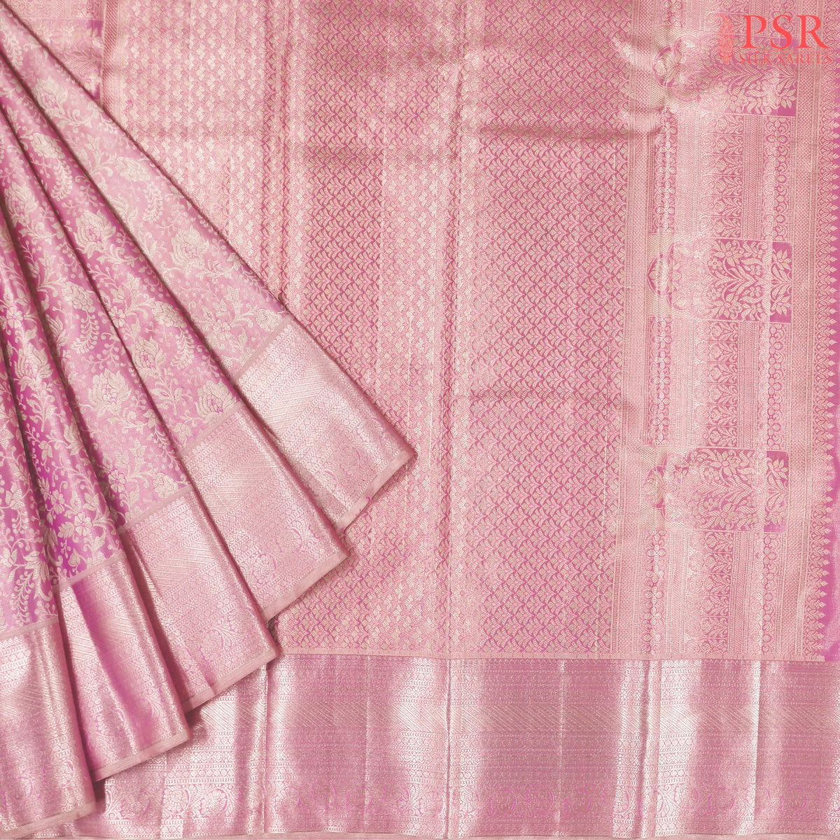 Persian Pink Kanchipuram Jacquard Tissue Silk Saree