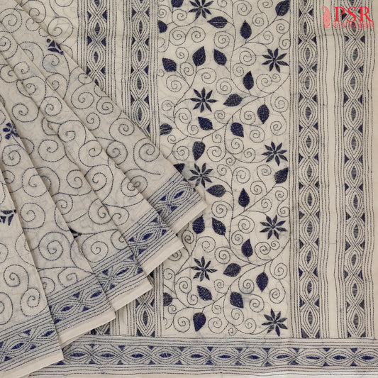 Ecru Grey Bengal Cotton Saree