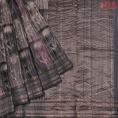 Aubergine Purple & Charcoal Grey Kadhi Tussar Silk Saree