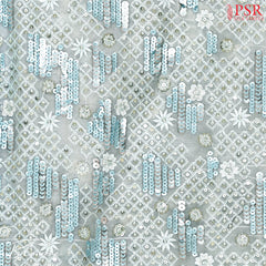 Pastel Blue Organza Laser Embroidery Saree