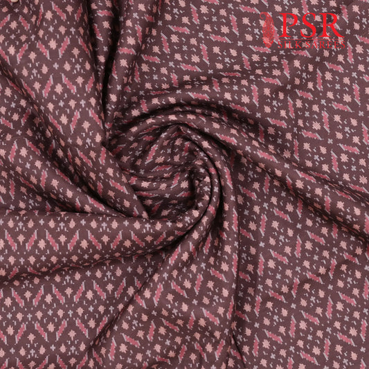Brown Semi Tassar Ikkat Print Running Material