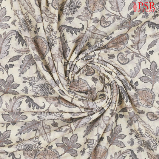 Beige Linen Print Running Material