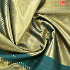 Golden Green Kanchipuram Silk Saree