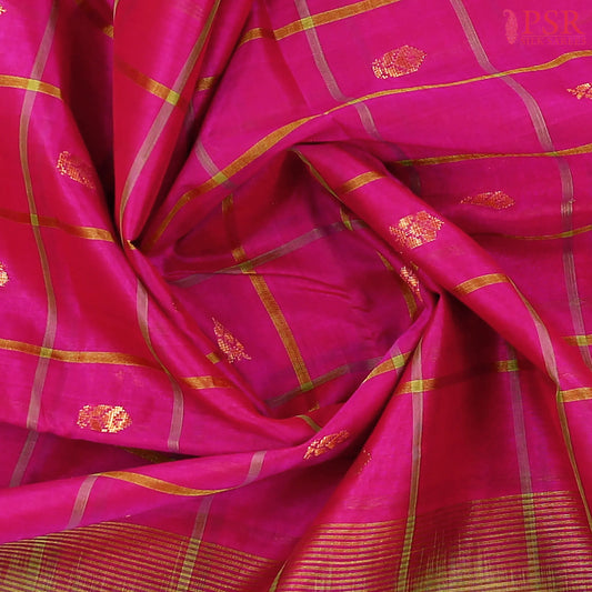 Magenta Pink Cotton Silk Saree