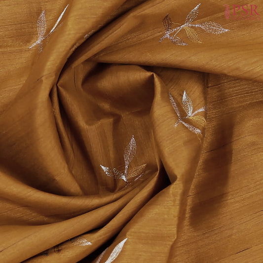 Dark Mustard Kosa Embroidery Saree