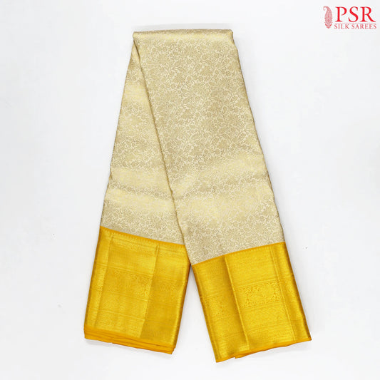 Floral White Kanchipuram Jacquard Silk Saree