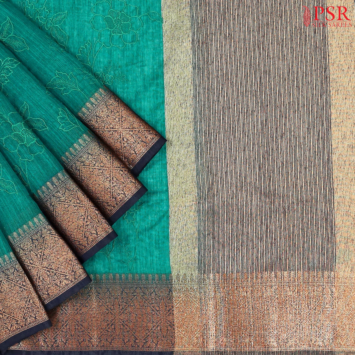 Pine Green Bamboo Silk Sarees