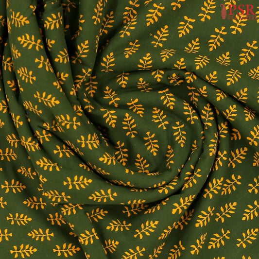 Bottle Green Cotton Print Running Material