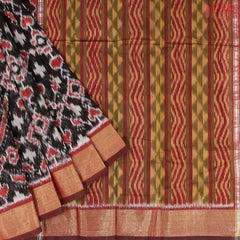 Black Semi Patola Silk Cotton Saree