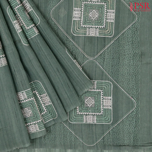 Steel Green Kosa Saree