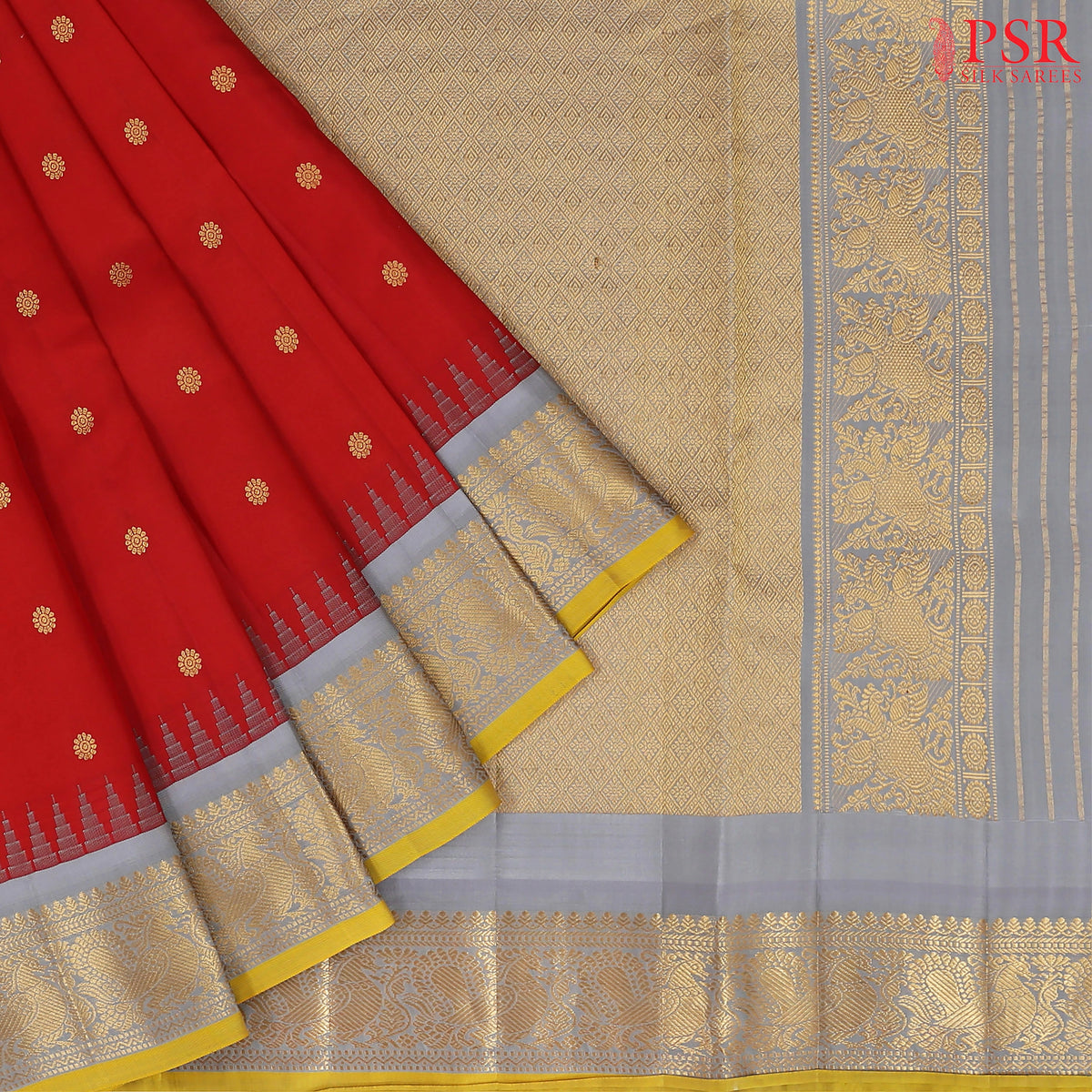 Red Gadwal Silk Saree