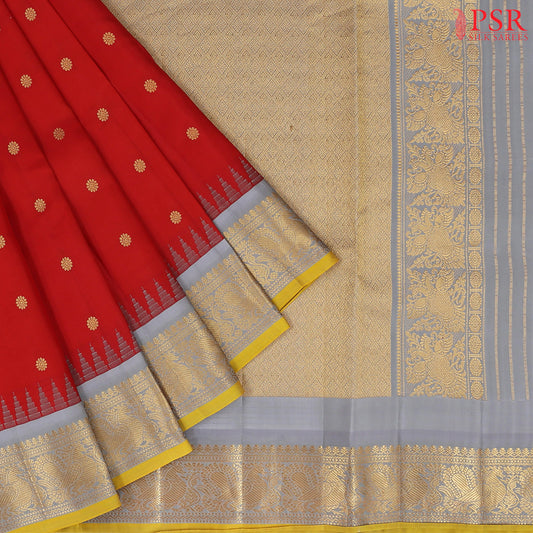 Red Gadwal Silk Saree