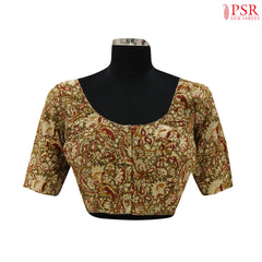 Olive Kalamkari Cotton Readymade Blouse