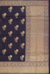 Dark Indigo Semi Banaras Saree