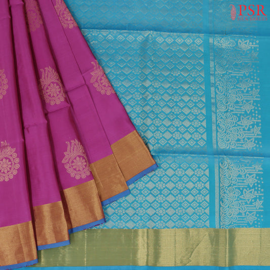 Dark Orchid Pink Soft Silk Mix Saree