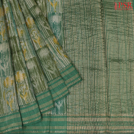 Emerald Green Kadhi Tussar Silk Saree