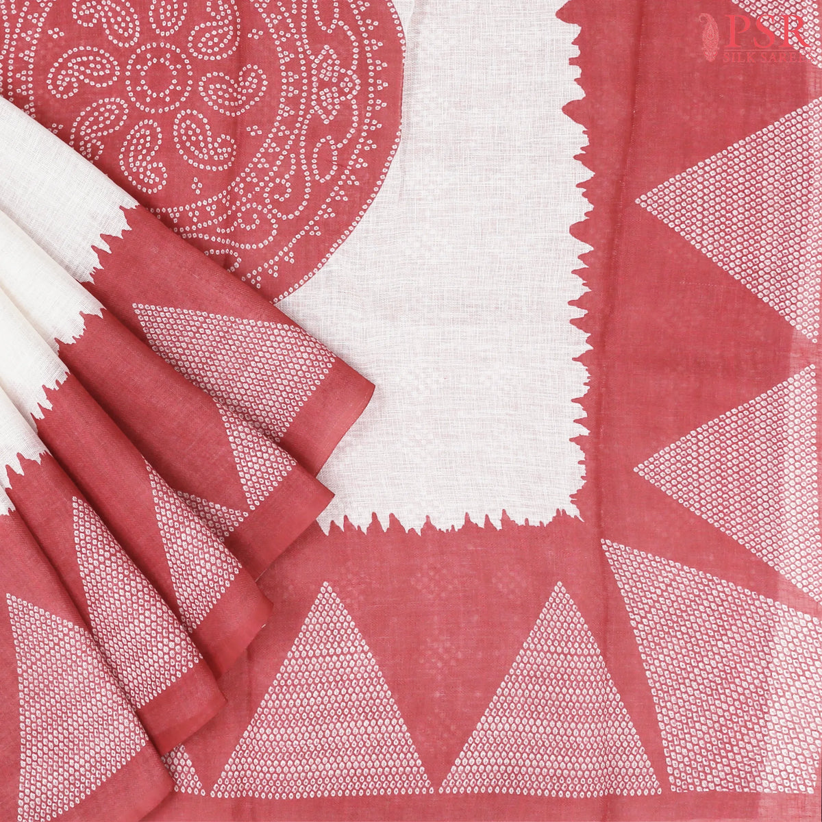Floral White Linen Saree