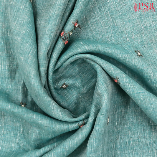 Tiffany Blue Linen Saree