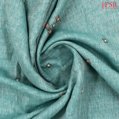 Tiffany Blue Linen Saree