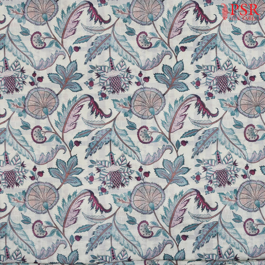 Pastel Green Linen Print Running Material