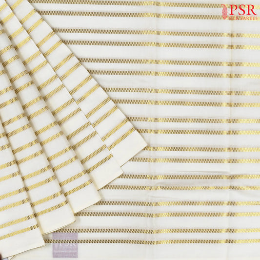 Cream White Kerala Cotton Saree