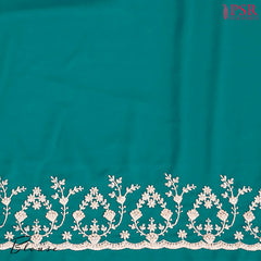 Teal Blue Georgette Laser Embroidery Saree