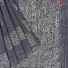 Dark Grey Banaras Jute Silk Saree