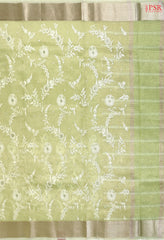 Light Green Tissue Embroidery Saree