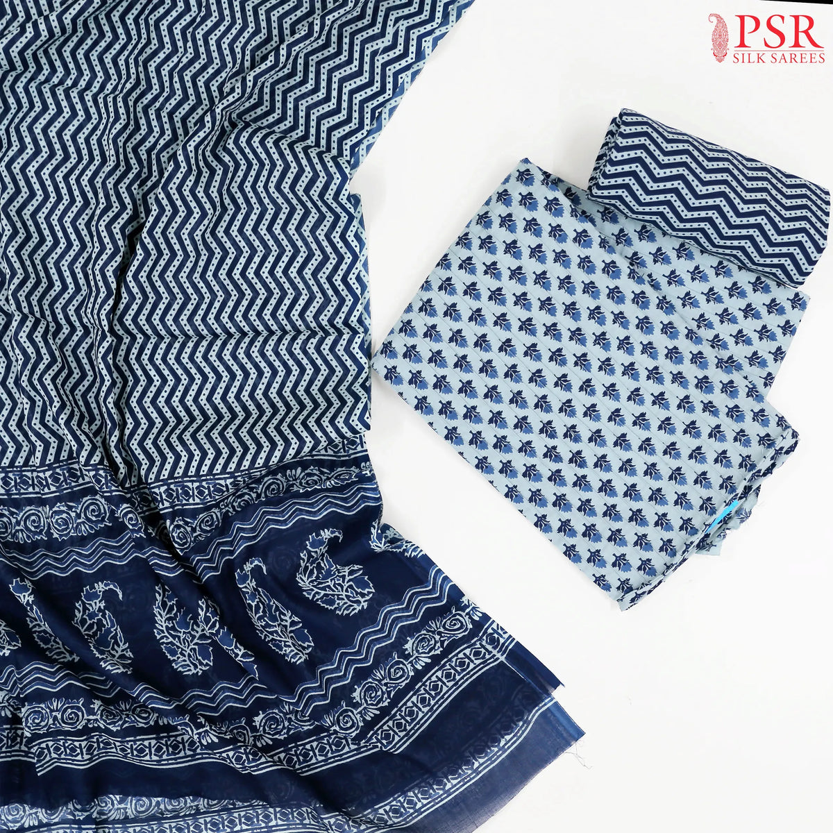 Slate Blue Cotton Dress Material