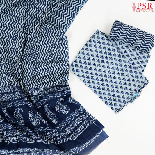 Slate Blue Cotton Dress Material