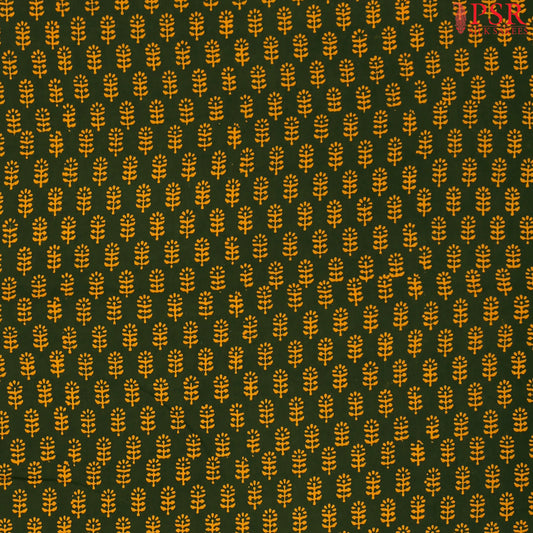 Bottle Green Cotton Print Running Material