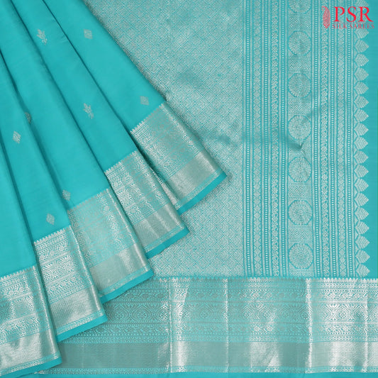 Turquoise Blue Kanchipuram Silk Saree