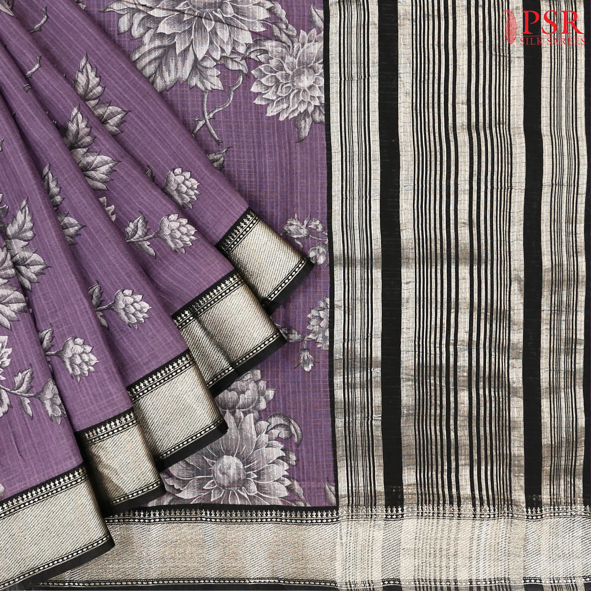 Dark African Violet Assam Saree