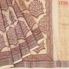 Beige Chanderi Silk Cotton Saree