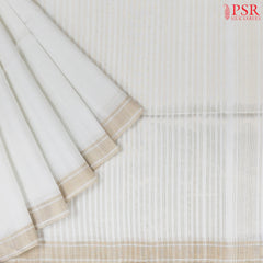 Floral White Fusion Soft Silk Saree